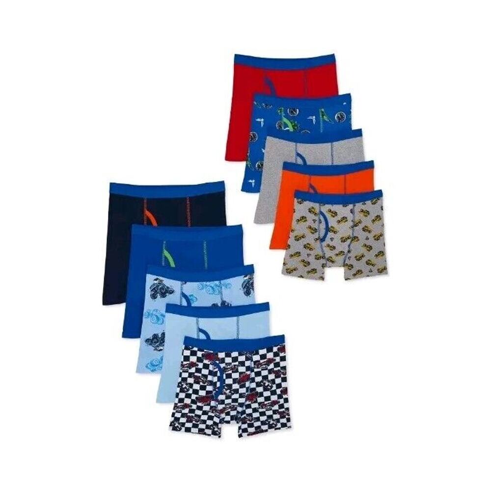 Wonder Nation Big Boys Underwear Soft Cotton Boxer Briefs 10-Pack Husky XL 14-16